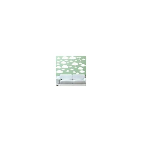 Lot de 31 stickers muraux en vinyle pour chambre d'enfant Motif nuages Blanc Taille mélangée