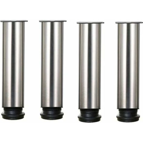 Lot de 4 pieds de meuble réglables en acier inoxydable, 25 cm de hauteur, idéaux pour canapés, tables et armoires