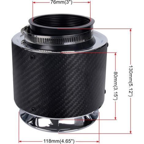 Car modification dustproof mushroom head high flow air filter carbon fiber mushroom head airbox kit - small size