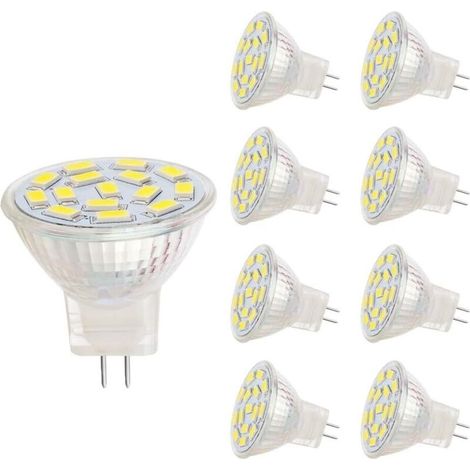 Lampes LED MR11, douille GU4.0, 3W, correspondant à des lampes halogènes 20-30 W, 12 V AC/DC, 350LM, projecteur 120 °, éclairage sur rail, blanc (6000K, 8 pièces) [Classe énergétique A+] (1/5)