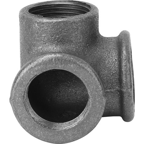Raccord de tuyauterie en fonte malléable noire, coude à sortie latérale de 1/2 pouce à 90° (lot de 5). (1/5)