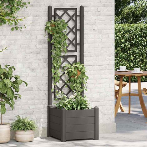 vidaXL Jardinera con enrejado PP gris antracita 43x43x142 cm (1/5)