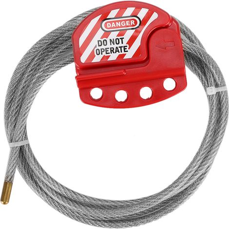 Ortviai Câble de sécurité à serrure adjustable pour maintenance équipement - Modèle L11, Inox, 1.8m, rouge