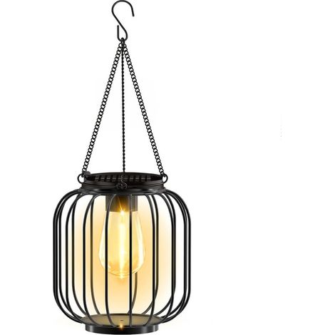 Lámpara solar de metal para exteriores - Farol solar colgante - Negro (1/5)