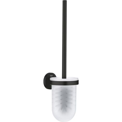 Grohe – Porte-balai de WC 411852430 – Noir mat – Verre et métal – Fixation murale avec vis ou colle – Tête de brosse disponible en pièce détachée (1/7)