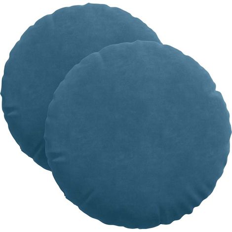 Maison Exclusive - Sitzkissen 2 Stück Blau Ø 40 x 13 cm Samt