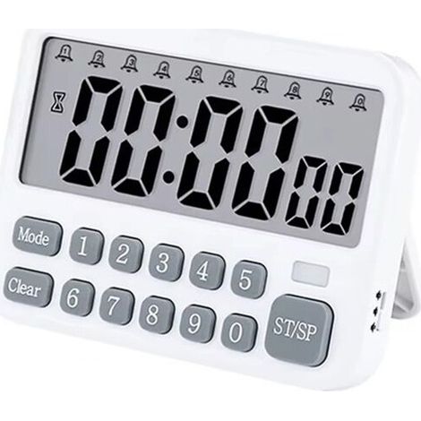 Temporizador digital de cocina con 10 alarmas, temporizador de cuenta regresiva de 99 horas, silencioso/vibración, despertador magnético, temporizador de mesa. (1/4)