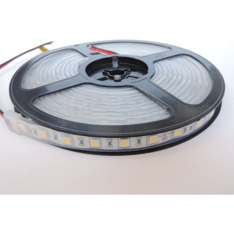 Ruban bandeau LED étanche 15W/m 4000K longueur 5m SMD5050 gainé alim 24V DC (non incl) 60leds/m exterieur IP65 (1/3)