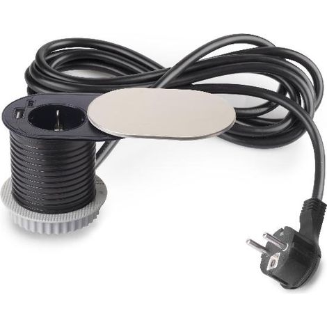Emuca Vertikal Flat 60 conector acero inoxidable negro