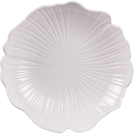 6 assiettes creuses Ginkgo, porcelaine blanche 20 cm, motif feuille de ginkgo, pour soupes et risottos