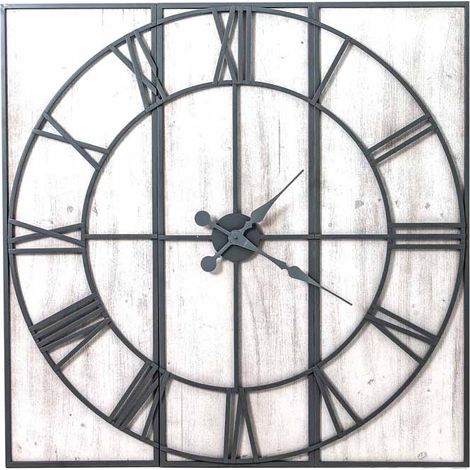 Roza Panelled Wall Clock - Metal/Wood - L5 x W112 x H112 cm - Silver