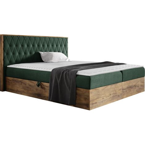 Lit boxspring Navis II, Faro 7, Continental, Double, 140x200, Tissu, Disponible, 148x208x103cm (1/5)