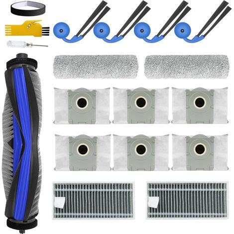 Accessoires pour aspirateur robot ECOVACS DEEBOT X9 Pro Omni / X9 Pro 16 pièces 1 brosse principale, 2 filtres, 4 brosses latérales, 2 mop à rouleau, 6 sacs, 1 bande de protection (1/5)