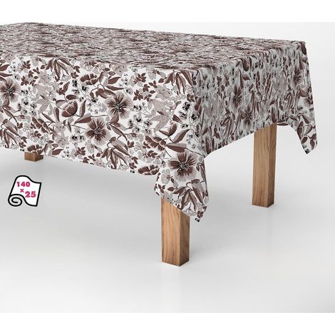 Exma Nappe roulée résistante aux taches Fleurs 140 cm x 25 m Marron (1/2)