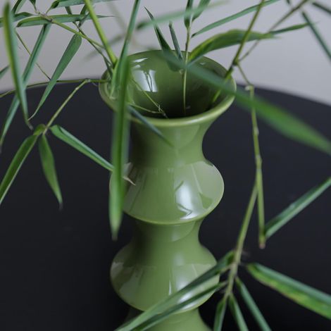 Vases décoratifs modernes en céramique verte. Vase minimaliste et créatif pour herbes de la pampa. Vase bohème pour fleurs séchées, idéal pour la décoration. Centre de table pour le salon. Bureau (pla (1/4)