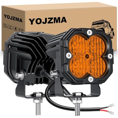2Pcs 3 Pouces 30W Flood Projecteur de travail à LED, 3000K Ambre 3000LM, 12V/24V, Étanchéité IP67, LED Anti-brouillard pour Camions, Pick-up, Voiture, SUV, ATV, UTV, 4x4, Bateau, Hors route (1/5)