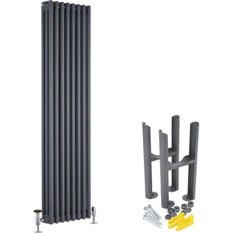 Milano Windsor Anthracite Cast Iron Style Vertical Triple Column Radiator with Feet - 1800mm x 380mm (1/5)