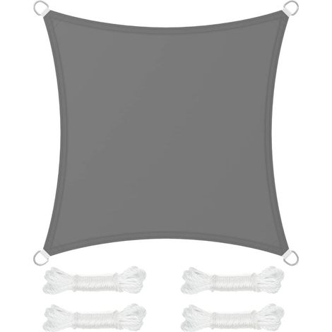 Voile d'ombrage 3 x 3 m, colonne d'eau 665 mm, polyester indéchirable, protection UV 93 %, terrasse, jardin, balcon, carré, 2 gris (1/5)