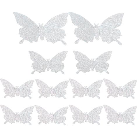 12 Autocollants 3D Brillants pour Mur Salon - Papier Peint Métallisé Décoratif Mariage