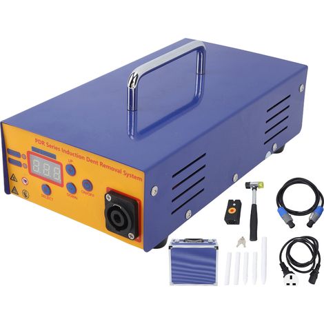 Kit de réparation de bosses auto 1000W, pistolet chauffant portatif pour débosselage sans peinture, machine à souder par points, outil de retrait de bosses coque métallique, prise UK 220V (1/5)