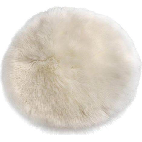 Coussin De Siège En Fausse Fourrure Coussin En Peau De Mouton Artificielle Blanc Mat 35cm (1/5)
