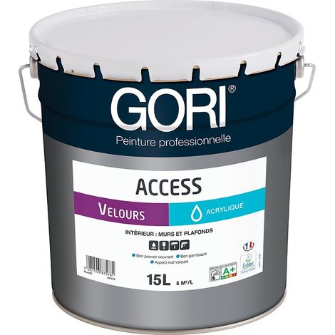 Peinture acrylique blanche veloutée pour murs et plafonds – Bidon de 15 litres – Sec au toucher en 2 heures – Recouvrable en 6 heures – Gori