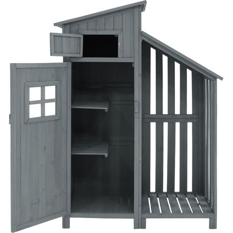 Abri de jardin, remise à outils, armoire de rangement, L x P : 124 x 46 cm, L x P x H : 124 x 46 x 174 cm, convient également aux petits jardins, gris, (abri en bois, 1 pièce, maison de jardin) (1/5)