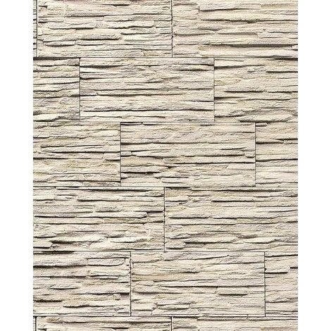 Stein Tapete EDEM 1003-33 Tapete Naturstein Bruch-Stein Mauer Optik geprägte Struktur hochwaschbar hellbeige weiß grau (1/3)