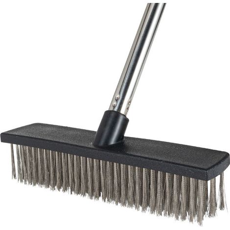 Balai en acier inoxydable de 190 cm avec manche amovible, tête de balai en métal de 27 cm, brosse de pont pour éliminer les mauvaises herbes, la mousse et les algues (1/5)