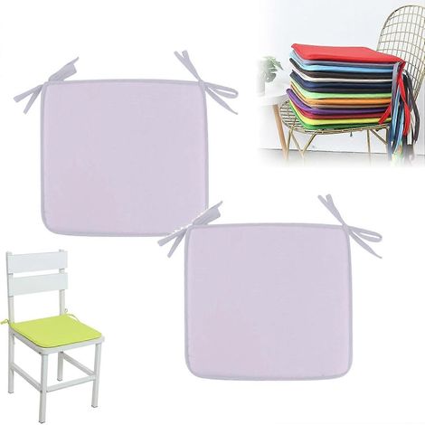 Lot de 2 coussins carrés à sangles pour chaises de jardin 38x38 cm mousse épaisse grise résistants à l'eau pour terrasse et jardin (1/5)