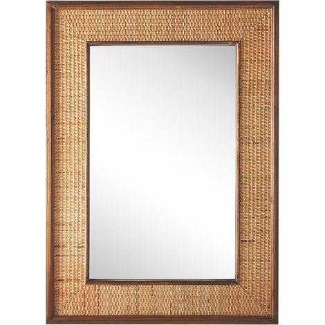 Specchio Rettangolare in Legno Chiaro Stile Boho 54 x 74 cm Iguala