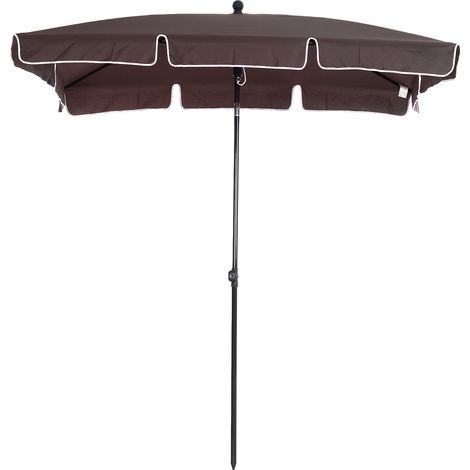 Rechteckiger Aluminium-Sonnenschirm für die Terrasse, 198 x 130 x 245 cm, neigbar, braun