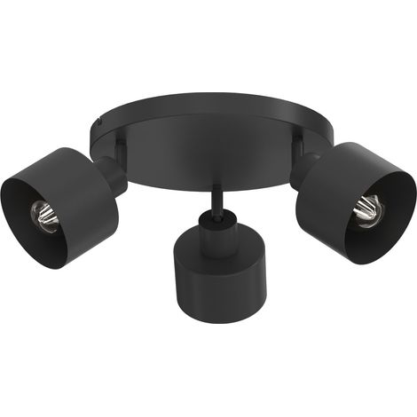 Plafonnier 3 spots orientables cylindriques noir E27 3x15W Parkla (1/4)