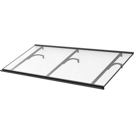 Auvent De Porte Lancise Aluminium Acrylique Gris Anthracite 197 Cm (1/3)