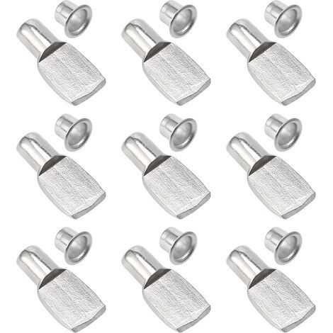 GENERIC-100pcs Taquet Etagere, Support D'étagère Étagère Broches Cheville Etagere Supports De Plaque En Métal Nickelé Pour Armoire Bureau Accessoires - 5mmx19mm (1/5)