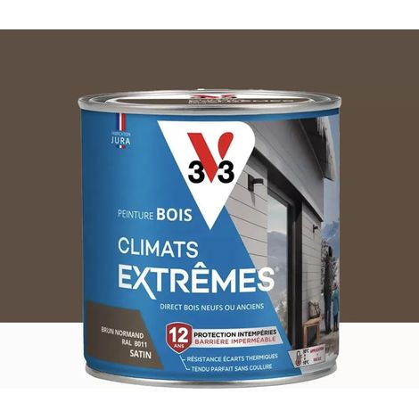 Peinture bois V33 Climats Extrêmes Satin Brun Normand 0,5 L (1/3)