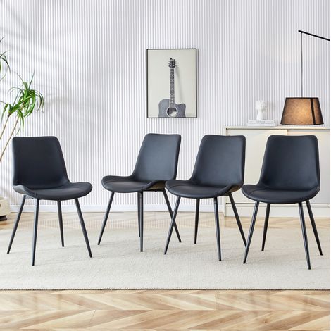 Moderne Esszimmerstühle, 4er-Set, schwarz, mit PU-Bezug und Metallgestell HAVRYA (1/5)