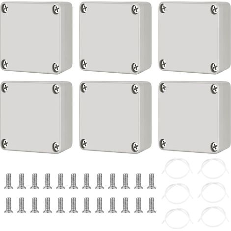 6 Pcs Boîte de Dérivation étanche IP68, Boîte de Jonction électrique Extérieure Imperméable, Boîtier électrique de Câbles Presse-étoupes (gris-blanc, 63x58x35mm) (1/5)