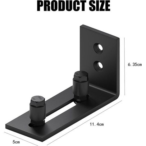 Tope de ranura de 2 piezas, Tope de giro de doble orificio, Guía para puerta corredera, Guía de puerta ajustable de acero al carbono, Negro (1/5)