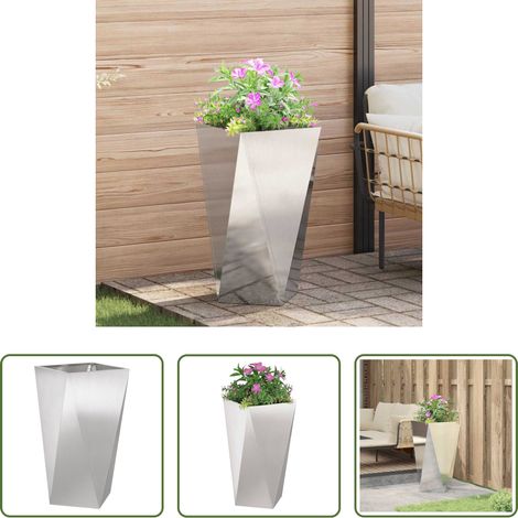 Terrassenpflanzer - Pflanzkübel Silber 40 x 40 x 75 cm Edelstahl (1/5)