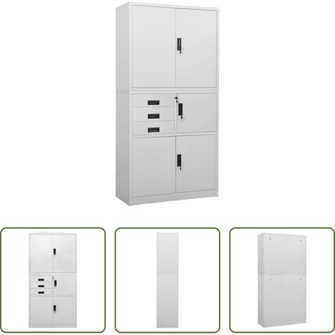 Aktenschrank - Büroschrank Hellgrau 90x40x180 cm Stahl (1/5)