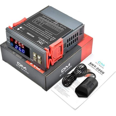 Applicable Thermostat numérique régulateur de température Contrôleur d'humidité SHT2000 AC 110V-230V avec sonde Chauffage Refroidissement Humidification