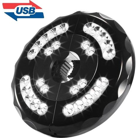 Lampe de parasol sans fil - 28 LED - 4 modes - 4400 mAh - Fonctionne avec piles et charge USB - Pour jardin,plage,extérieur,barbecue,fête,camping - Blanc (1/5)