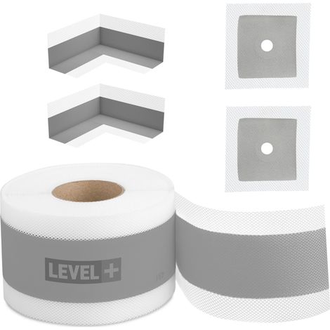 LEVEL+ Bandset Dusche Balkon Dichtband Dichtbahn Duschelement Ecken Profi SET G9 (1/4)