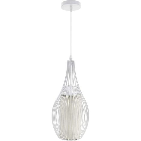 Lampadario da soffitto pendente a sospensione di forma ovale plafoniera bianca portalampada con attacco e27 arredamento casa moderno (1/3)