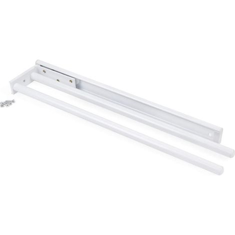 Porte-serviettes extensible avec 2 bras, support pour drap de salle de bain ou torchons de cuisine en alluminium anodisé mat, longueur 440mm (1/5)