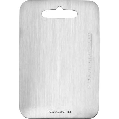 Tagliere a doppia faccia in acciaio inox 304, facile da pulire, ideale per la cucina. (1/5)