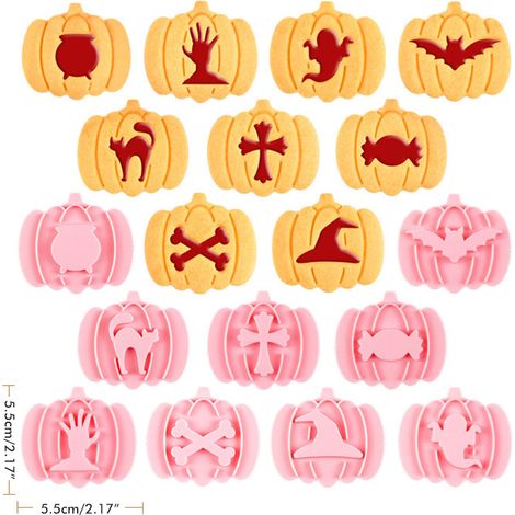 9 emporte-pièces 3D citrouille d'Halloween, moules à biscuits, outils de pâtisserie pour fondant, moules à biscuits à presser à la main. (1/5)