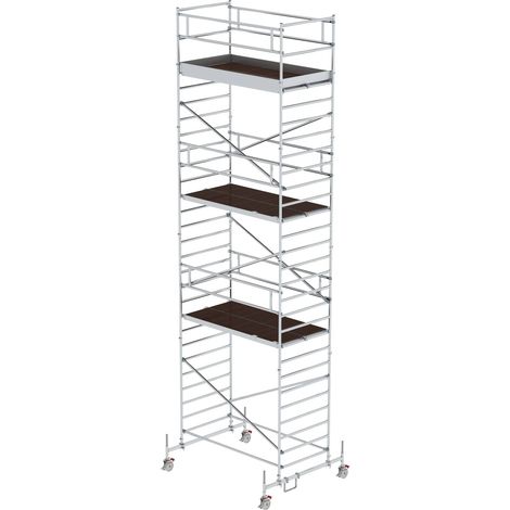 Günzburger Steigtechnik Echafaudage roulant 1,35 x 2,45 m avec embase roulante & double plate-forme Hauteur de plate-forme 7,45 m - 174736