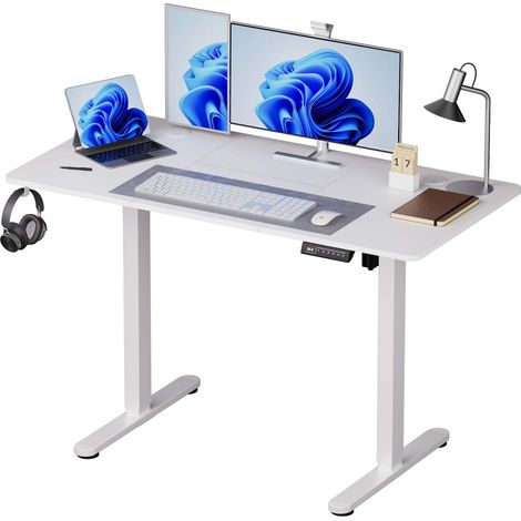 Scrivania regolabile in altezza Relaxdays, elettrica, con display, varie dimensioni, metallo, effetto legno, vari colori